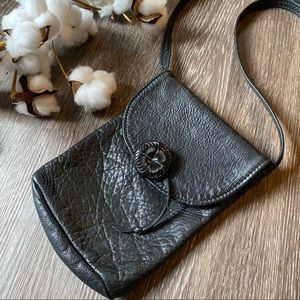 Vintage | black leather crossbody boho bag western